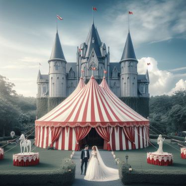 mariage sous chapiteau de cirque devant chateau